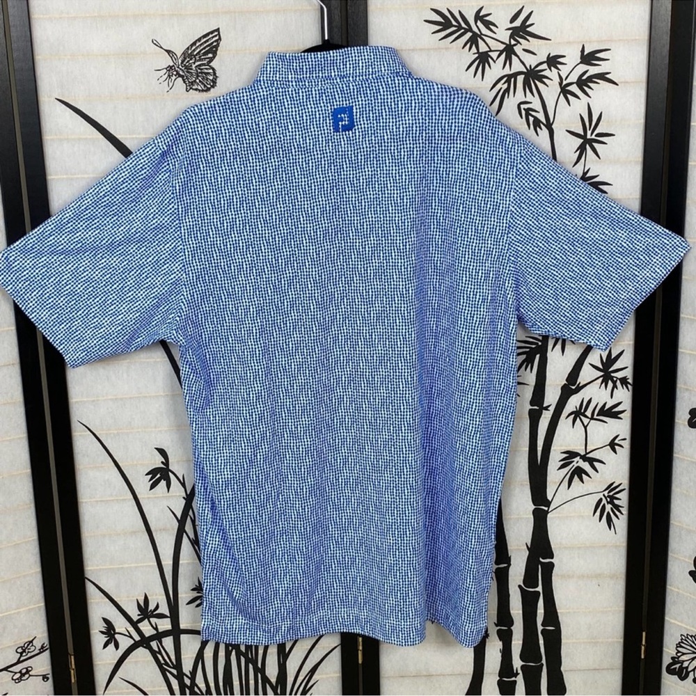 FootJoy Bead Chain Print Lisle Self Collar Polo Men Large NWT Golf Performance - Picture 8 of 12